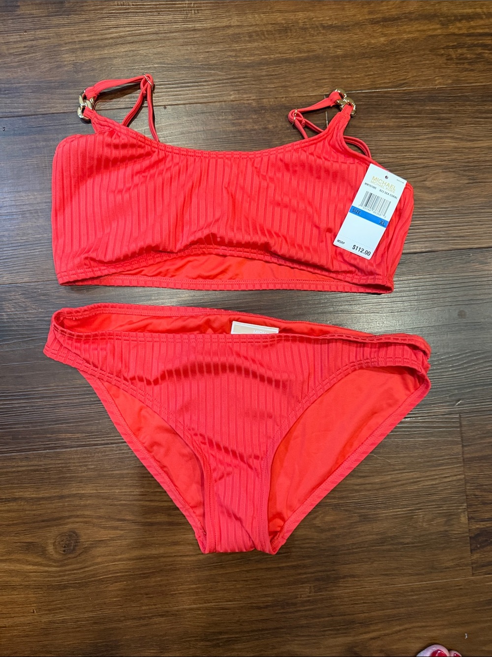 Michael Kors Ribbed Bright Red Two-Piece Bikini